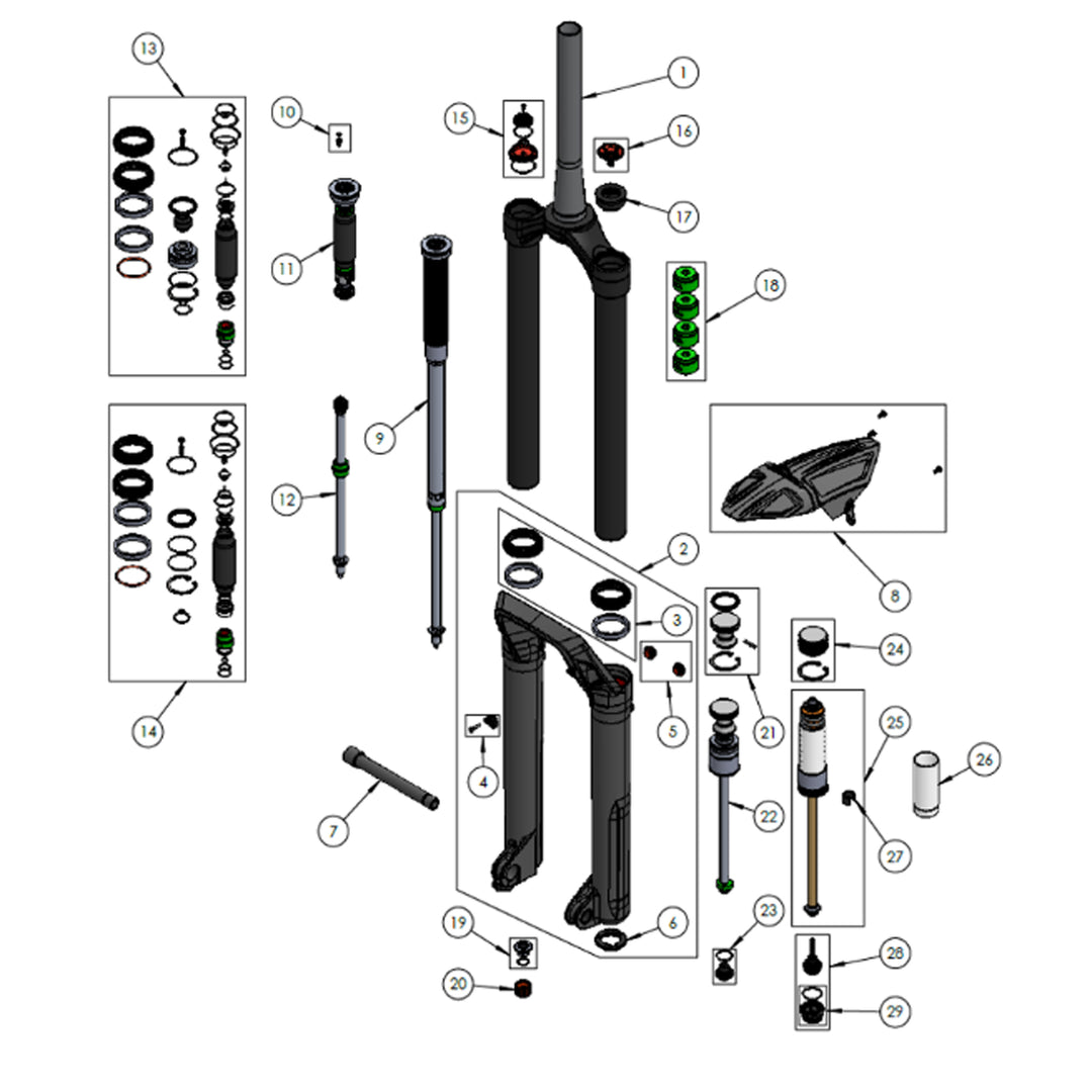 DVO Onyx 38 WP factory parts